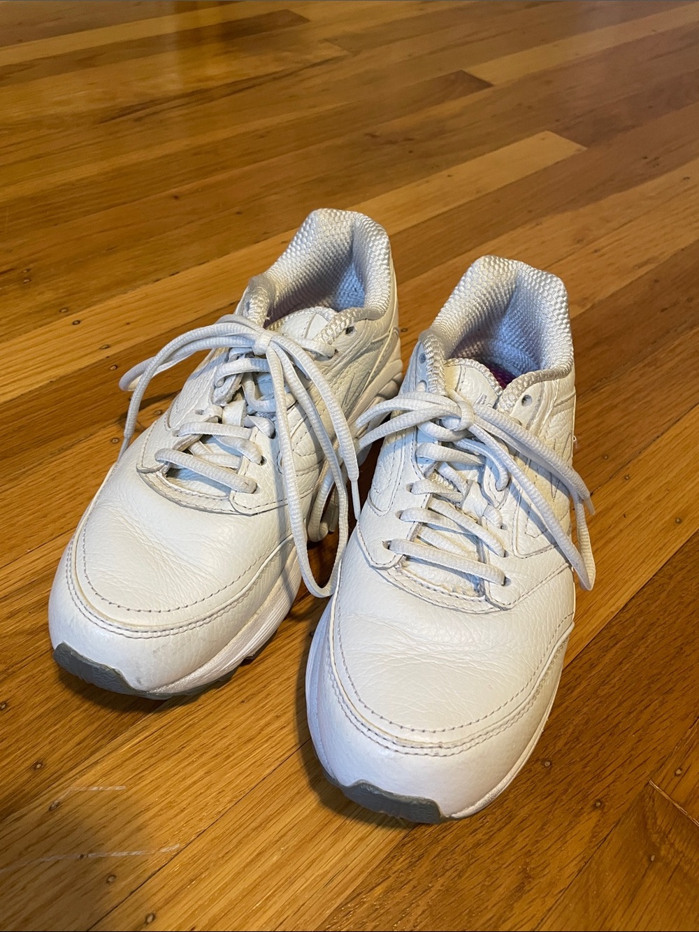 Brooks White Leather Walking Sneakers
